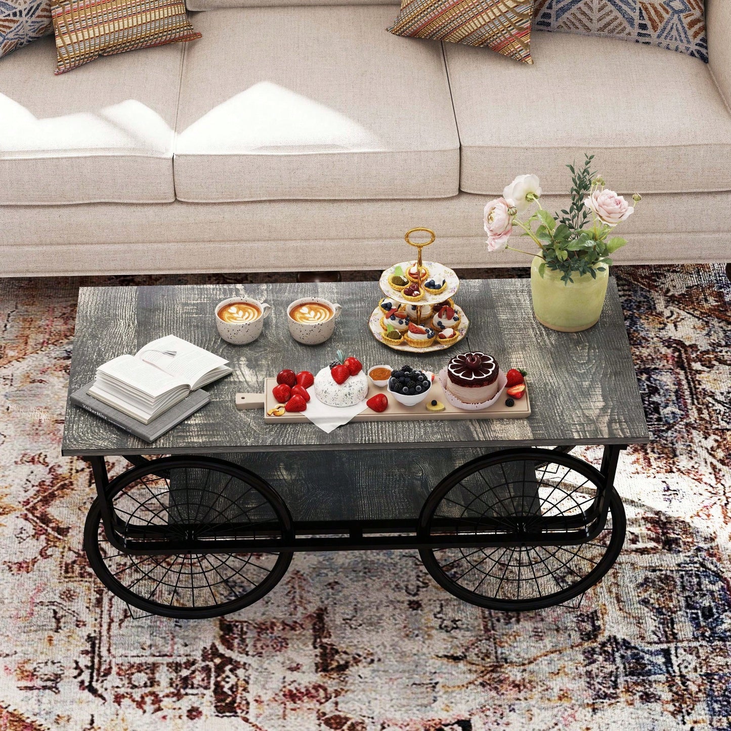 Elegant Rectangular Coffee Table With Sturdy Base - Modern Retro Design For Living Room Decor