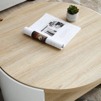 Rustic 31" Round Coffee Table With 2-Tier Storage Shelf For Living Room - Modern Natural Wood And White Design