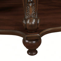 Stylish 42'' Oval Wood Coffee Table For Living Room - 2-Tier Solid Wood Design With Open Storage Shelf, Easy Assembly - Elegant Cherry Finish