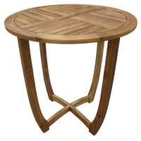 Stylish Outdoor Round Acacia Wood Accent Table - 27.5" Teak Finish For Durable Garden Or Patio Decor