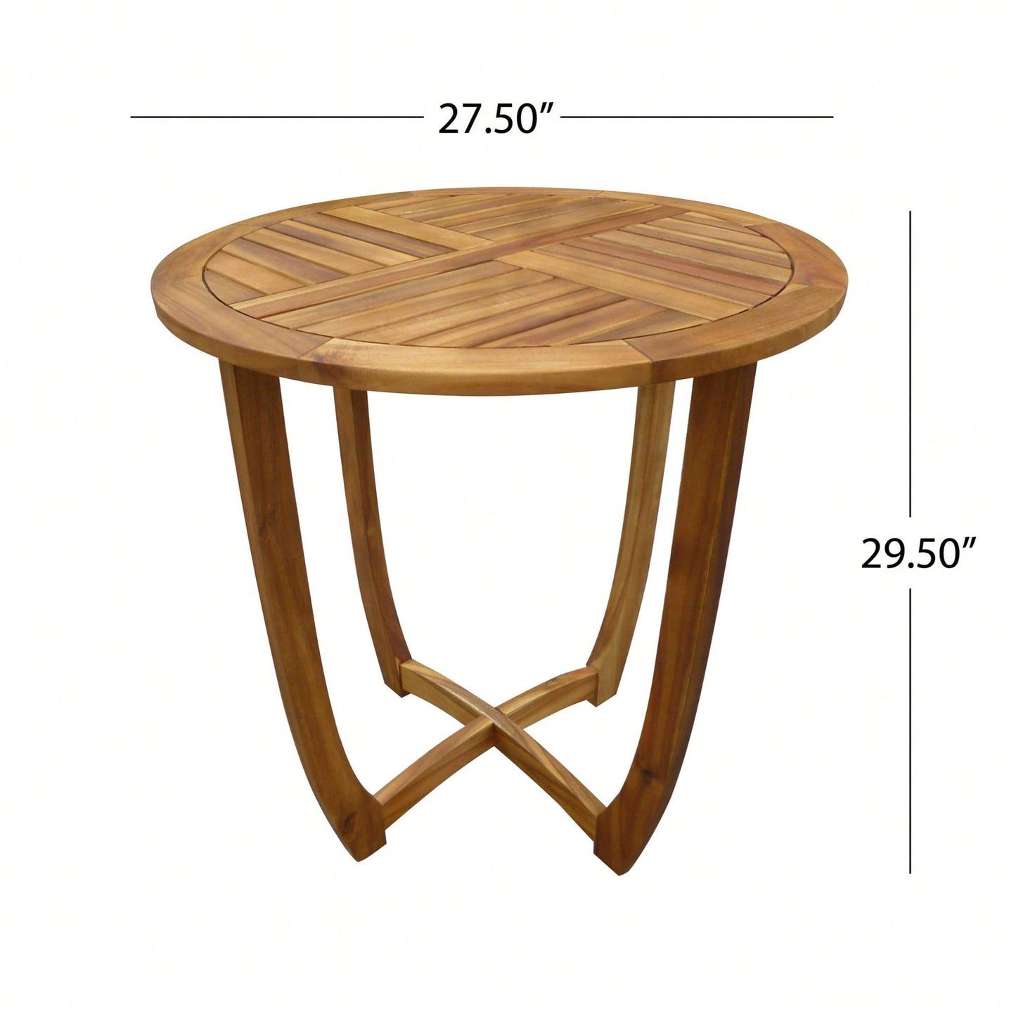 Stylish Outdoor Round Acacia Wood Accent Table - 27.5" Teak Finish For Durable Garden Or Patio Decor