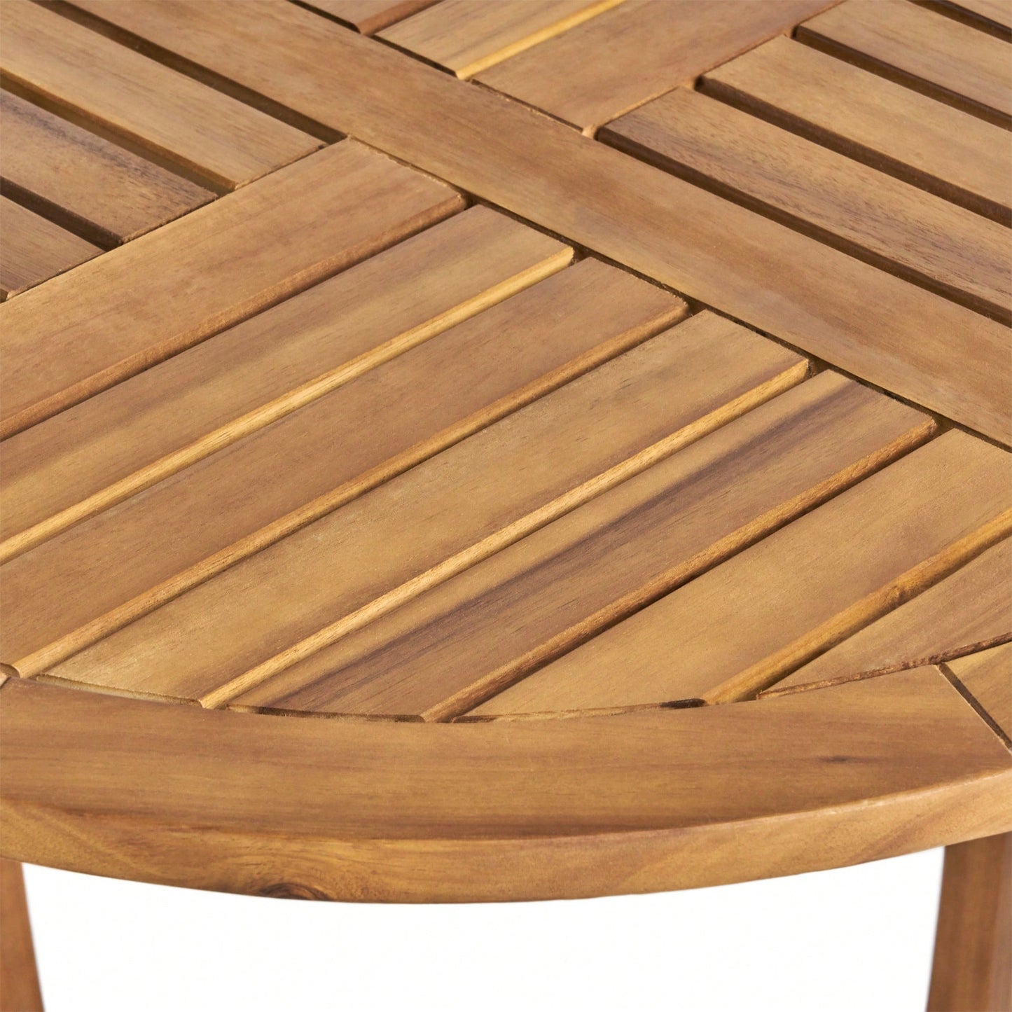 Stylish Outdoor Round Acacia Wood Accent Table - 27.5" Teak Finish For Durable Garden Or Patio Decor