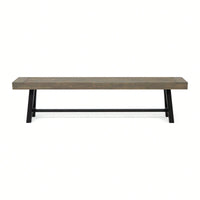 Stylish Outdoor Acacia Wood Patio Bench With Grey And Rustic Metal Accents