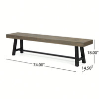 Stylish Outdoor Acacia Wood Patio Bench With Grey And Rustic Metal Accents