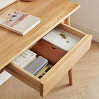 Stylish Solid Wood Computer Desk - Natural Oak Finish, Slim Design With Drawer, Ideal For Home Office Or Study, 100 Cm Width, 50 Cm Depth