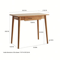 Stylish Solid Wood Computer Desk - Natural Oak Finish, Slim Design With Drawer, Ideal For Home Office Or Study, 100 Cm Width, 50 Cm Depth