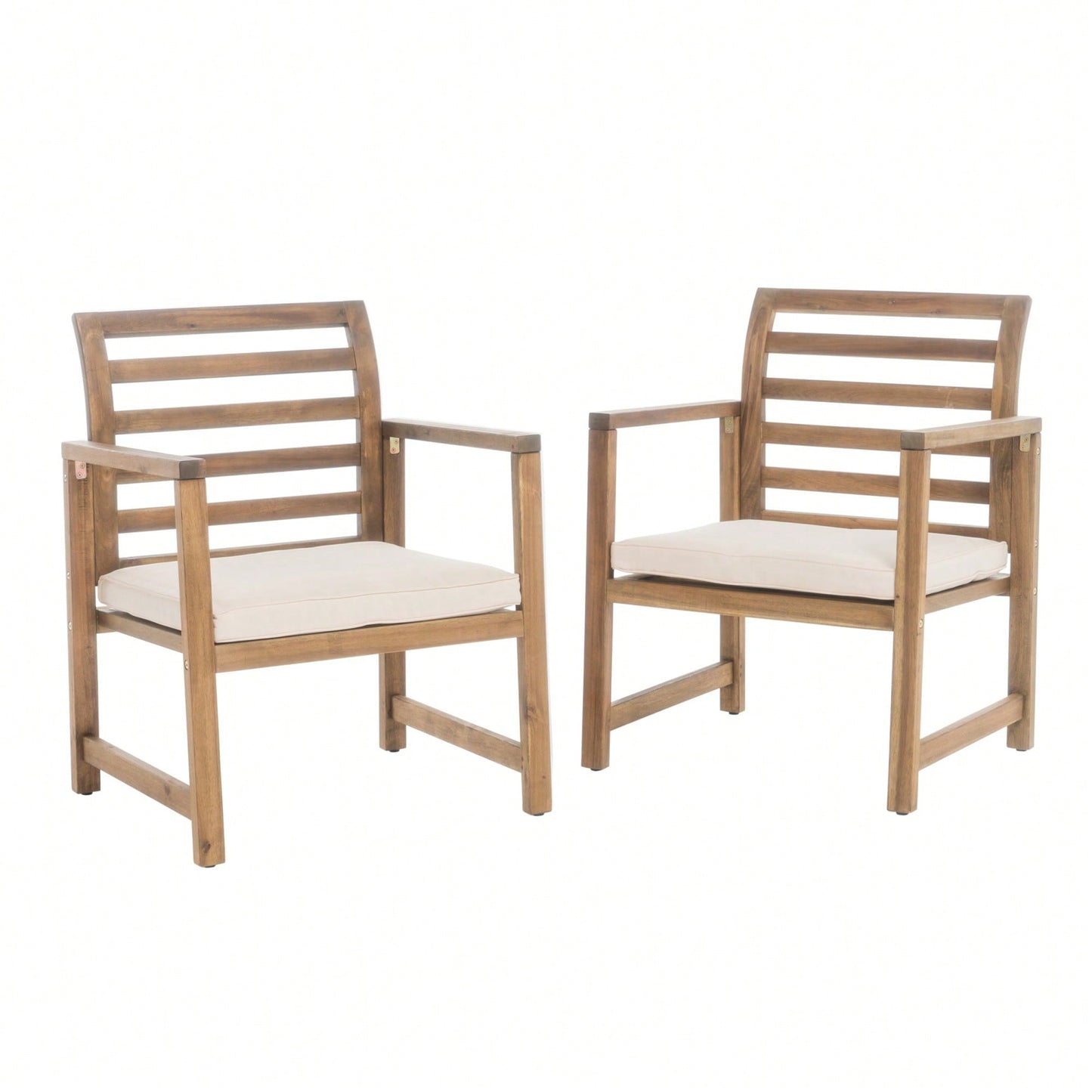 Stylish Natural Stained Acacia Wood Outdoor Club Chair Set - 2-Piece Garden Seating, Comfortable Design