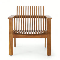 Set Of 2 Outdoor Acacia Wood Slatted Club Chairs With Teak Finish - Stylish Patio Seating, 30D X 28"W X 30.75"H"