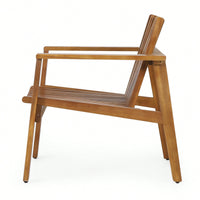 Set Of 2 Outdoor Acacia Wood Slatted Club Chairs With Teak Finish - Stylish Patio Seating, 30D X 28"W X 30.75"H"