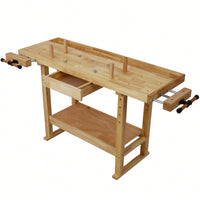 Spacious 55-Inch Wooden Workbench For Garage And Home Workshops - Sturdy And Versatile Workspace Solution