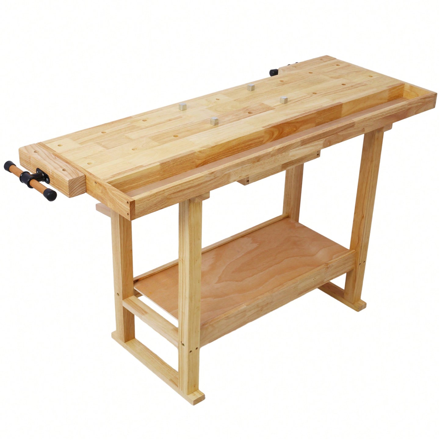 Spacious 55-Inch Wooden Workbench For Garage And Home Workshops - Sturdy And Versatile Workspace Solution