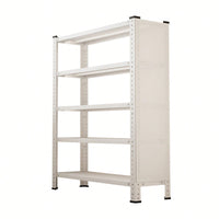 Versatile Adjustable Storage Rack - 5-Tier Carbon Steel Display Shelf For Basement And Balcony, 120cm X 40cm X 180cm, Elegant White Finish