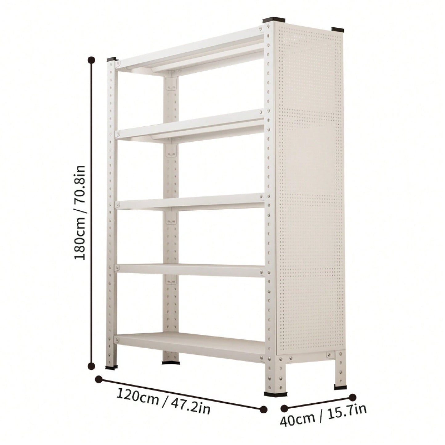 Versatile Adjustable Storage Rack - 5-Tier Carbon Steel Display Shelf For Basement And Balcony, 120cm X 40cm X 180cm, Elegant White Finish