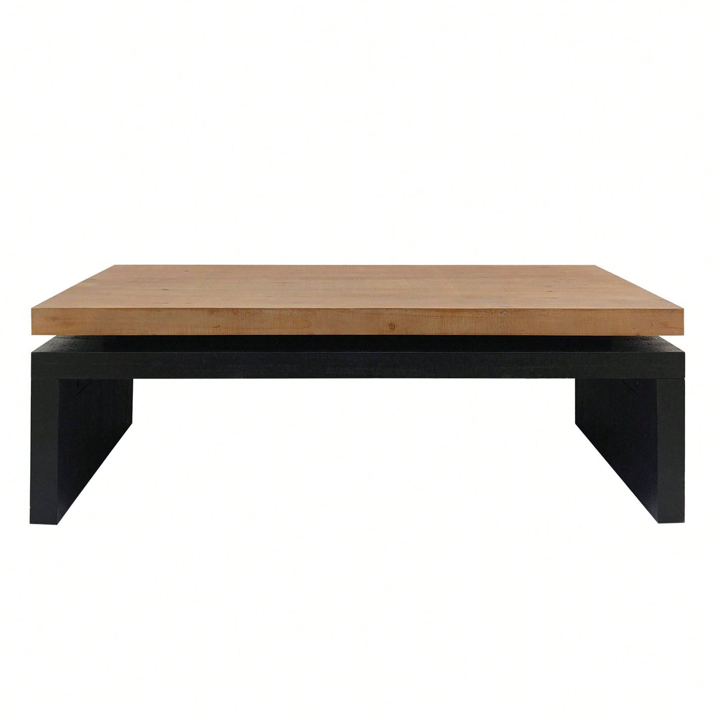 Versatile 2-Tiered Coffee Table With Black And Natural Wood Finish - 47.6" L X 23.6" W X 16.3" H, Ideal For Living Room Decor