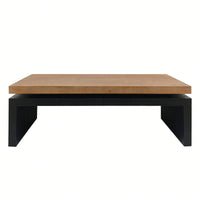 Versatile 2-Tiered Coffee Table With Black And Natural Wood Finish - 47.6" L X 23.6" W X 16.3" H, Ideal For Living Room Decor