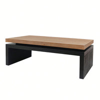 Versatile 2-Tiered Coffee Table With Black And Natural Wood Finish - 47.6" L X 23.6" W X 16.3" H, Ideal For Living Room Decor