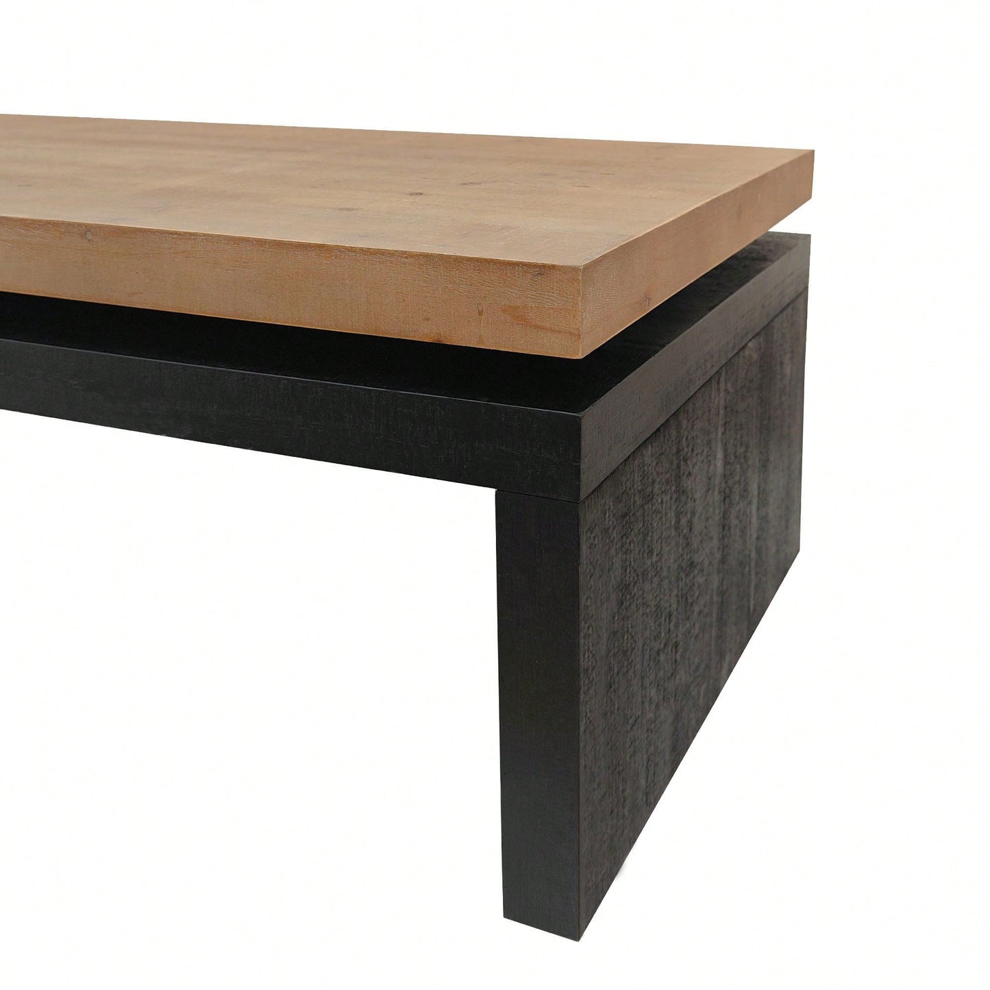 Versatile 2-Tiered Coffee Table With Black And Natural Wood Finish - 47.6" L X 23.6" W X 16.3" H, Ideal For Living Room Decor