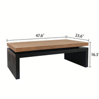 Versatile 2-Tiered Coffee Table With Black And Natural Wood Finish - 47.6" L X 23.6" W X 16.3" H, Ideal For Living Room Decor