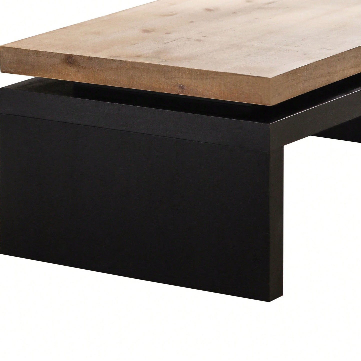 Versatile 2-Tiered Coffee Table With Black And Natural Wood Finish - 47.6" L X 23.6" W X 16.3" H, Ideal For Living Room Decor