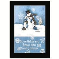 Charming Snowman Printed Wall Art - Ready To Hang Framed Poster With Black Frame