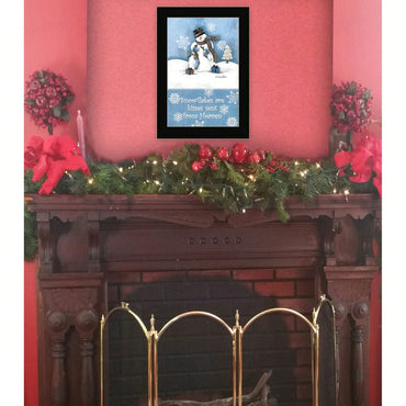Charming Snowman Printed Wall Art - Ready To Hang Framed Poster With Black Frame