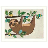 Charming Ready-To-Hang Framed Sloth Artwork In White Frame - Perfect For Home Decor