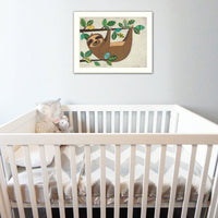 Charming Ready-To-Hang Framed Sloth Artwork In White Frame - Perfect For Home Decor
