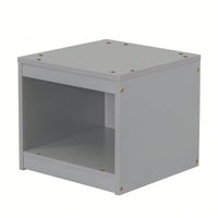 Cozy Twin Size House-Shaped Bed Frame With Guardrails, Slats, And Nightstand - Gray Finish