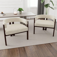 Set Of 2 Contemporary Teddy Upholstered Accent Chair With Open Back And Three Legs - Stylish Barrel Dining Chair For Living Room, Bedroom, Or Dining Room In Beige