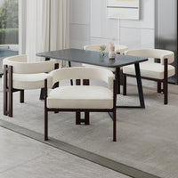 Set Of 2 Contemporary Teddy Upholstered Accent Chair With Open Back And Three Legs - Stylish Barrel Dining Chair For Living Room, Bedroom, Or Dining Room In Beige