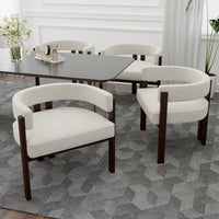 Set Of 2 Contemporary Teddy Upholstered Accent Chair With Open Back And Three Legs - Stylish Barrel Dining Chair For Living Room, Bedroom, Or Dining Room In Beige