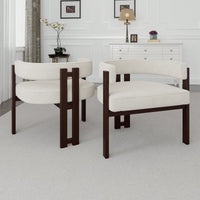 Set Of 2 Contemporary Teddy Upholstered Accent Chair With Open Back And Three Legs - Stylish Barrel Dining Chair For Living Room, Bedroom, Or Dining Room In Beige