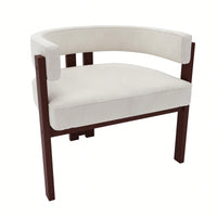 Set Of 2 Contemporary Teddy Upholstered Accent Chair With Open Back And Three Legs - Stylish Barrel Dining Chair For Living Room, Bedroom, Or Dining Room In Beige