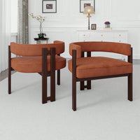 Set Of 2 Contemporary Teddy Upholstered Accent Chair With Open Back And Three Legs - Stylish Barrel Dining Chair For Living Room, Bedroom, Or Dining Room In Beige