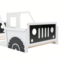 Classic Car-Inspired Twin Size Platform Bed With Wheels In Blue - Fun And Stylish Kids' Furniture