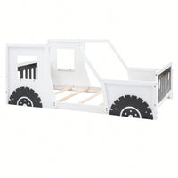 Classic Car-Inspired Twin Size Platform Bed With Wheels In Blue - Fun And Stylish Kids' Furniture