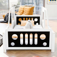 Classic Car-Inspired Twin Size Platform Bed With Wheels In Blue - Fun And Stylish Kids' Furniture
