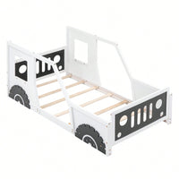 Classic Car-Inspired Twin Size Platform Bed With Wheels In Blue - Fun And Stylish Kids' Furniture