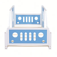 Classic Car-Inspired Twin Size Platform Bed With Wheels In Blue - Fun And Stylish Kids' Furniture