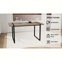 Stylish Rectangular Dining Table For 4-6 People - Modern Industrial Design With MDF Light Wood Top And Sturdy Black Metal Legs, Perfect For Home & Kitchen