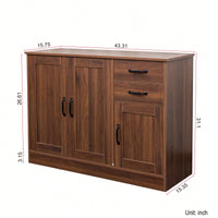 Stylish Wooden Buffet Sideboard With Doors And Drawers – Versatile Entryway & Dining Room Storage Cabinet, 43.3 Inches