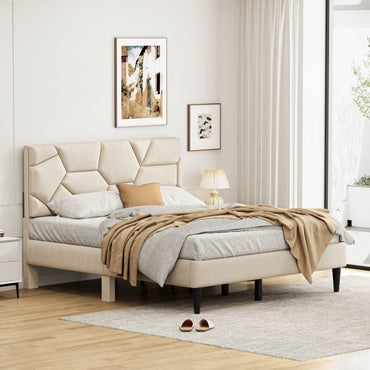 Sturdy Queen Size Metal Bed Frame With Storage Headboard – No Noise, Supportive Slats, No Box Spring Required
