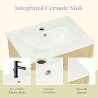 Elegant 20" Bathroom Vanity With Sink, Soft Close Doors, Storage Cabinet, Adjustable Shelves, Natural Wood Finish