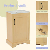 Elegant 20" Bathroom Vanity With Sink, Soft Close Doors, Storage Cabinet, Adjustable Shelves, Natural Wood Finish