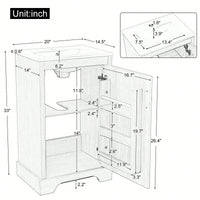 Elegant 20" Bathroom Vanity With Sink, Soft Close Doors, Storage Cabinet, Adjustable Shelves, Natural Wood Finish