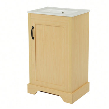 Elegant 20" Bathroom Vanity With Sink, Soft Close Doors, Storage Cabinet, Adjustable Shelves, Natural Wood Finish