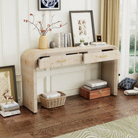 Unique Retro Console Table With Open Design And Two Top Drawers For Entryway Dining Room Living Room Natural Wood Finish