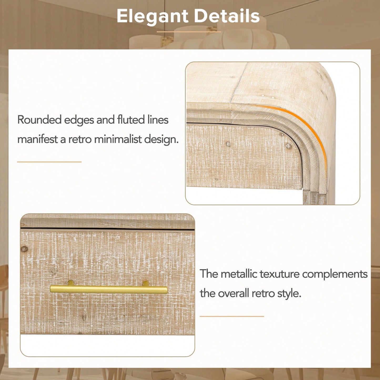Unique Retro Console Table With Open Design And Two Top Drawers For Entryway Dining Room Living Room Natural Wood Finish
