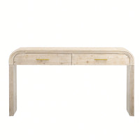 Unique Retro Console Table With Open Design And Two Top Drawers For Entryway Dining Room Living Room Natural Wood Finish