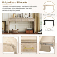 Unique Retro Console Table With Open Design And Two Top Drawers For Entryway Dining Room Living Room Natural Wood Finish